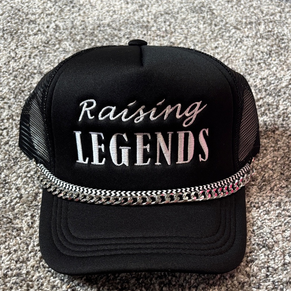 Black Trucker Hat with Chain Detail